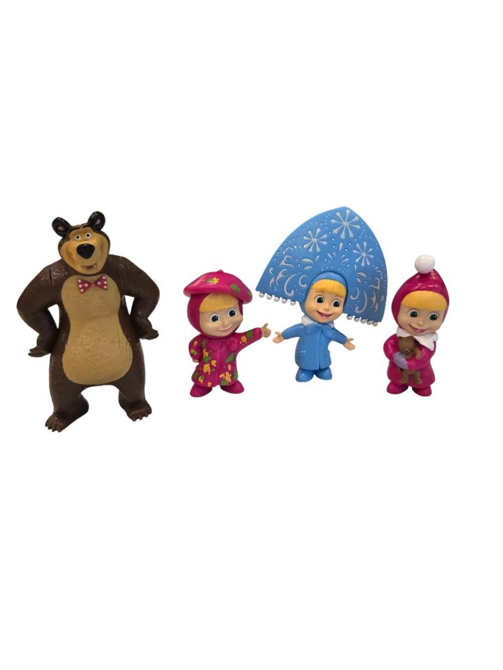 Masha and the Bear Fashion Snow Maiden Holiday Figures Cake Toppers Lot of 4